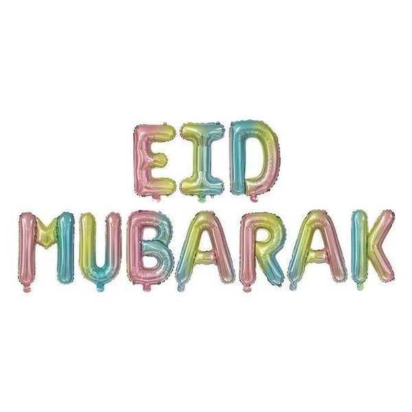 Rainbow Colour 'Eid Mubarak' Foil Letter Balloons