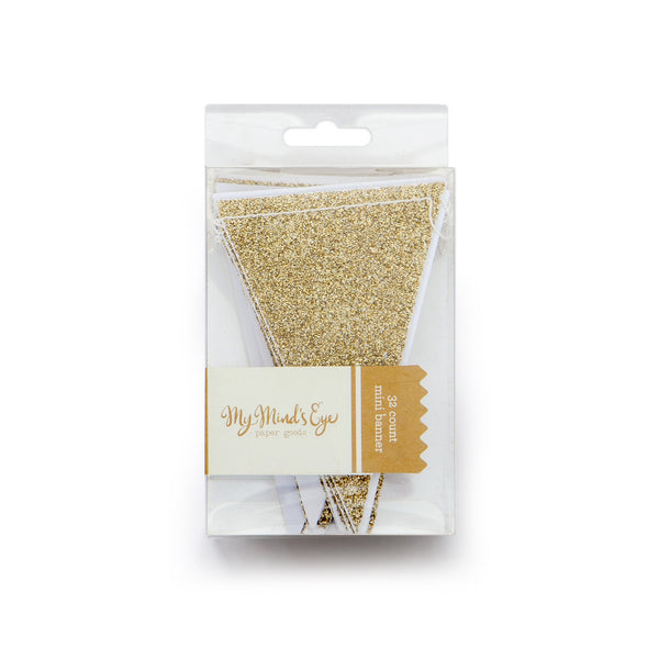 Gold Glitter Mini Pennant Banner