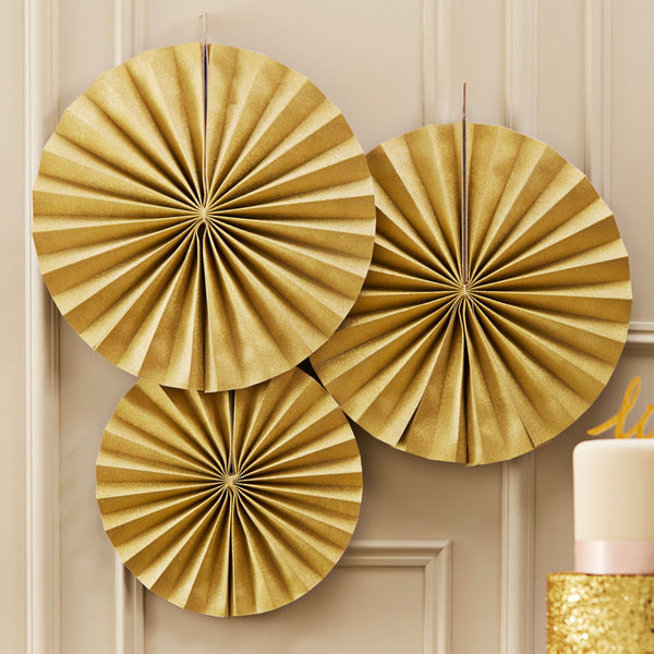 Circle Fan Pinwheel Decoration - Gold Sparkle - Pastel Perfection