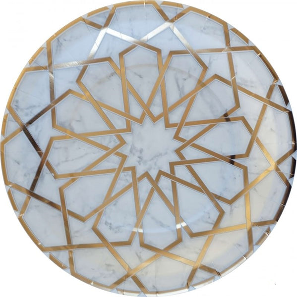 Carrara Marble Arabesque Dinner Plate