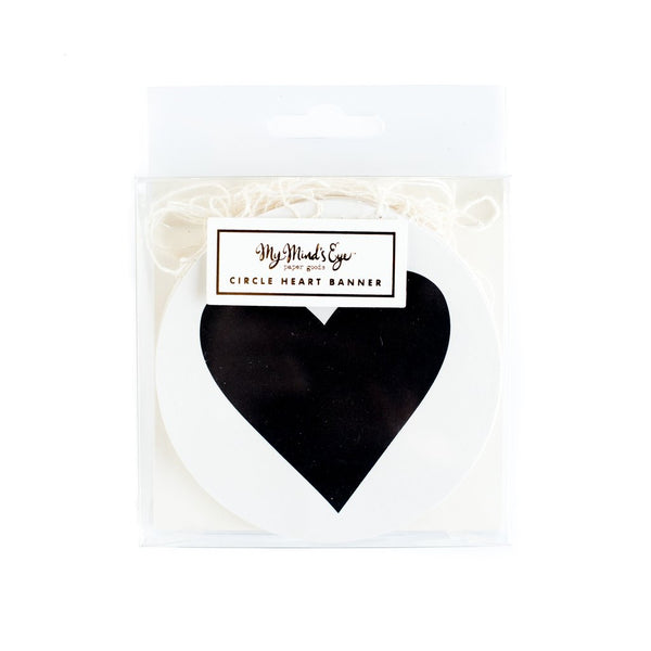 Black & White Mini Banner-Circle Heart