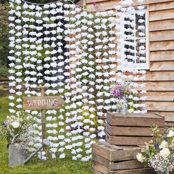 White Flower Curtain Wedding Backdrop