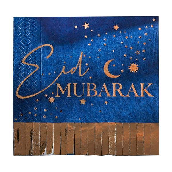 Navy & Gold Eid Mubarak Fringe Napkin