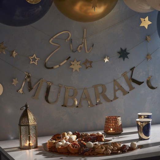Gold Moon & Stars Eid Mubarak Banner
