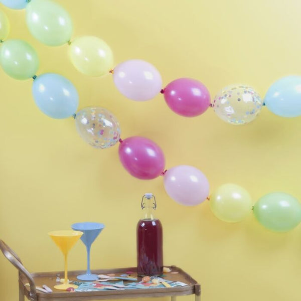 Multi-Coloured and Confetti Filled Linking Party Balloons