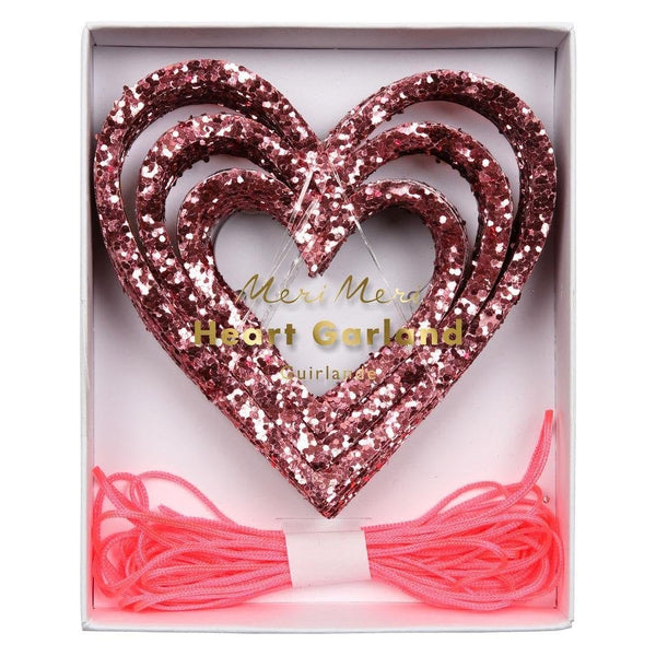 Pink Glitter Hearts Garland