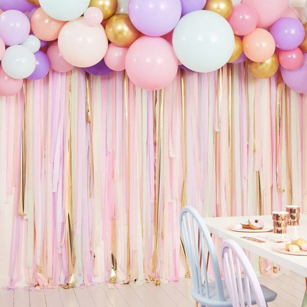 Pastel Streamer And Balloon Party Backdrop