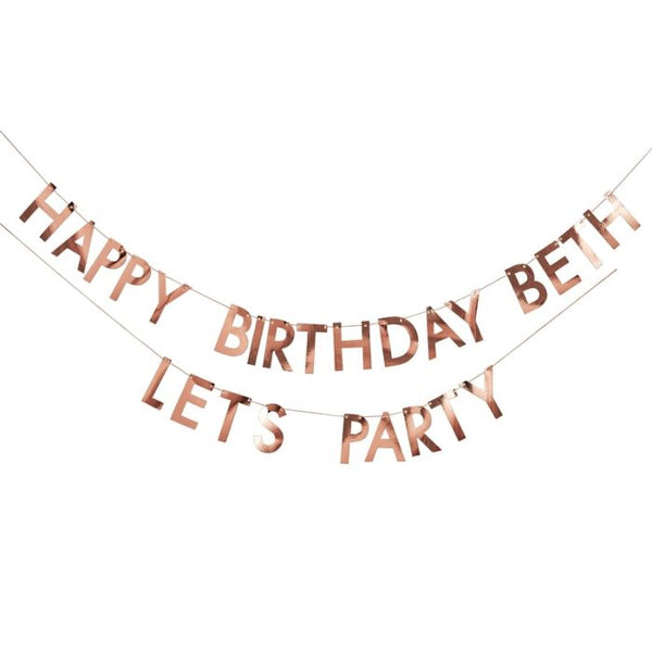 Rose Gold Personalized Birthday Banner