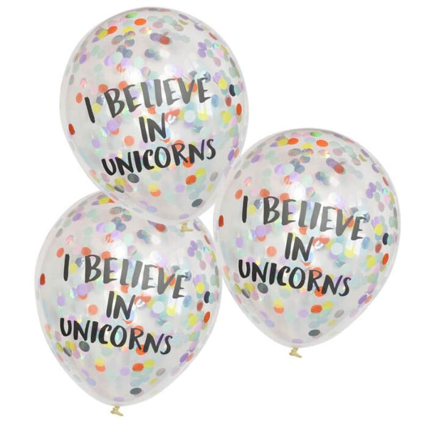 I BELIEVE IN UNICORNS Confetti Balloons - Pastel Party