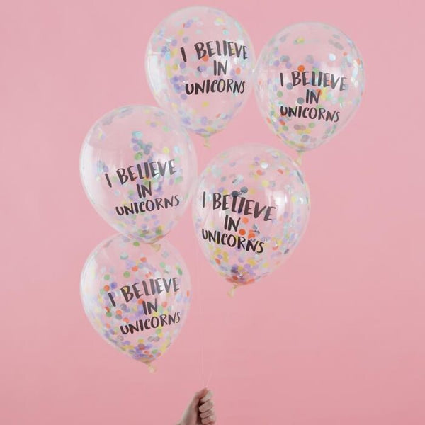 I BELIEVE IN UNICORNS Confetti Balloons - Pastel Party