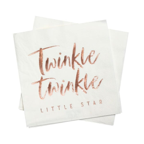 Rose Gold Twinkle Twinkle Baby Shower Napkins
