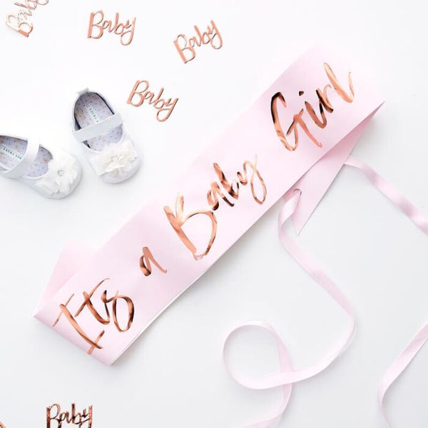 Its a Baby Girl Pink Baby Shower Sash