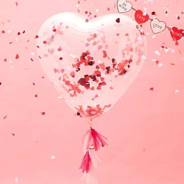 Giant Heart Shaped Confetti Filled Balloon - Be My Valentine